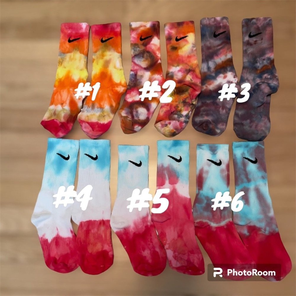NEW Nike Dri-Fit Everyday Sock Size M Unisex Custom Tie Dye ONE PAIR, 6 Variants
